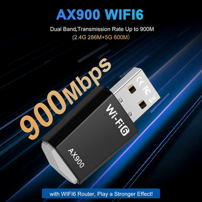 RUIZHI USB WLAN Stick für PC, WiFi 6 WLAN USB Stick AX900 Dual Band 2,4G/5GHZ, WiFi Dongle für MU-MIMO, WPA3, Internet Stick WLAN Adapter Fahrerlos für PC/Desktop/Laptop Maus Win7/10/11