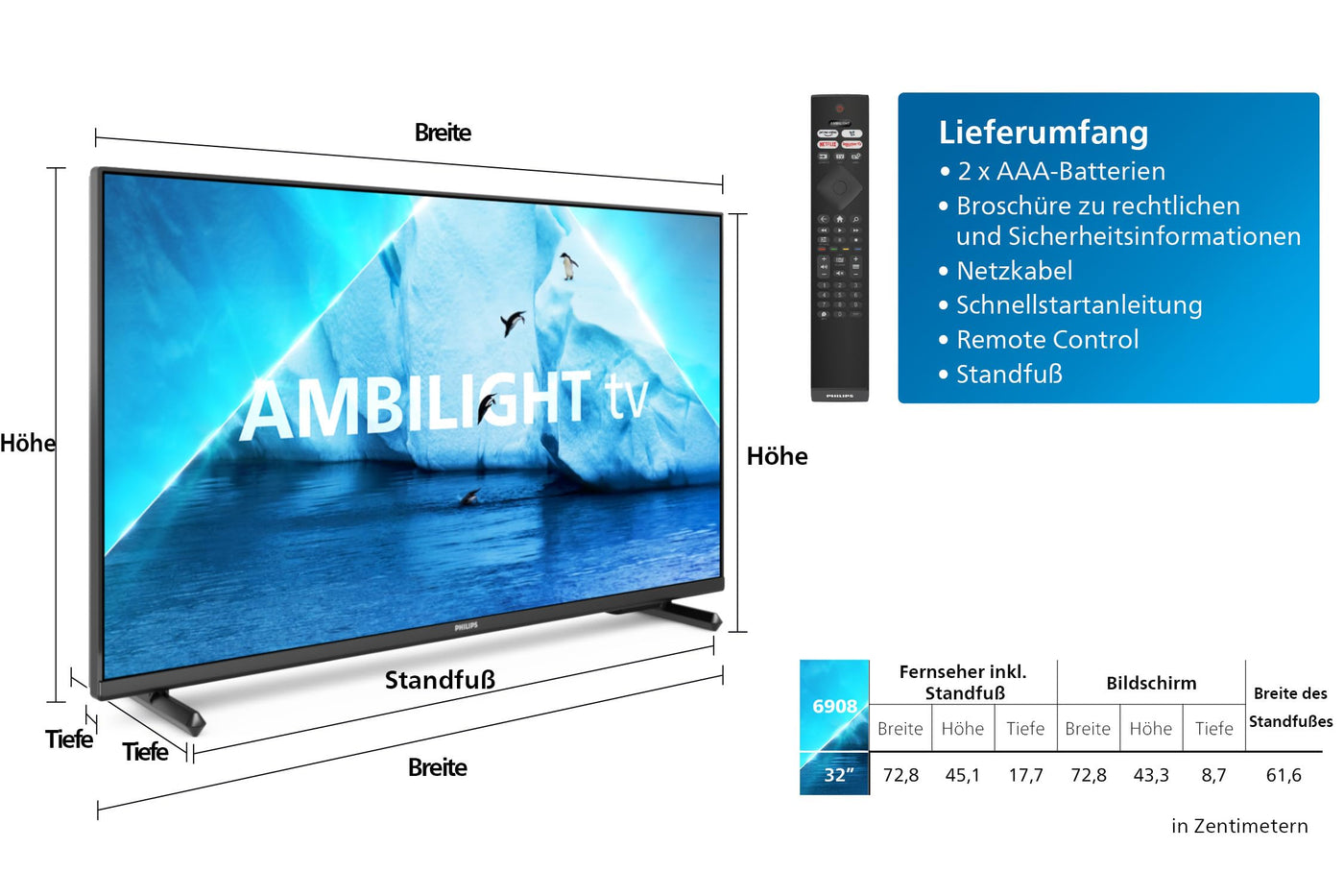 Téléviseur PHILIPS Ambilight | 32PFS6908/12 | Téléviseur LED Full HD 80 cm (32 pouces) | 60 Hz | HDR | Téléviseur intelligent