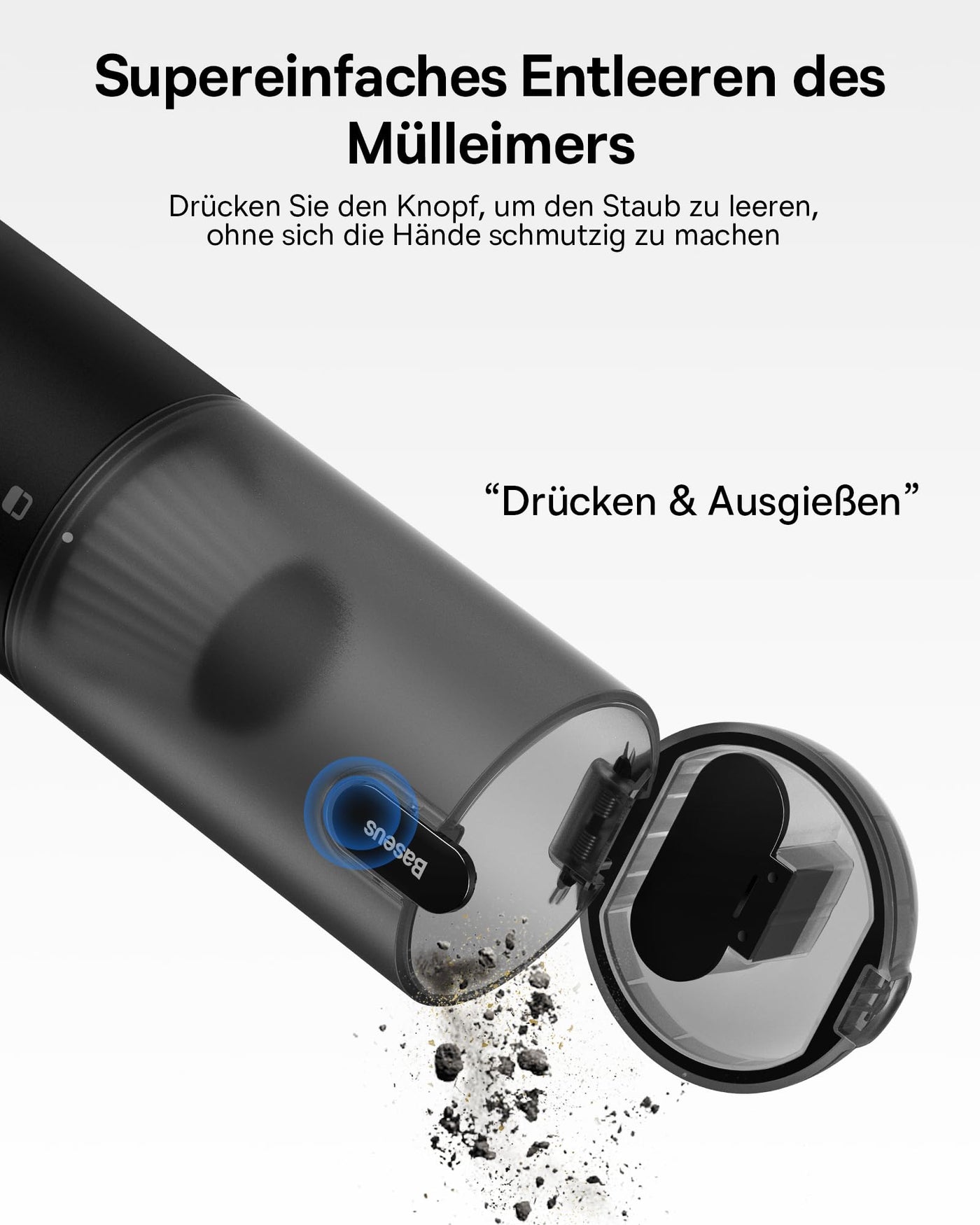 Baseus A3 Lite Handstaubsauger Akku Auto, 12000pa Autostaubsauger mit USB-C Schnellladung, Auto Staubsauger Kabellos mit Single-Touch-Leer, Mini-Staubbrecher für Auto, Tierhaare, Haus