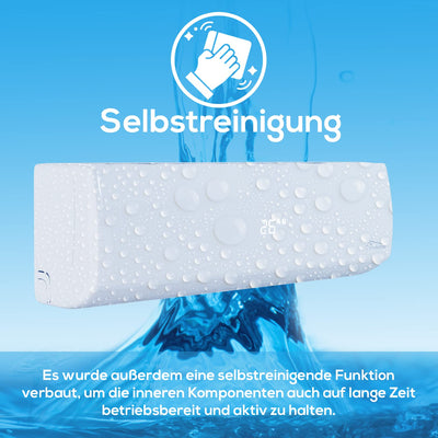 Tronitechnik® Split Klimaanlage Set DALVIK 2 mit WiFi/App Funktion Klimagerät - Kühlen A++/ Heizen A+ - 9000 BTU, Fernbedienung, Timer, Nacht-Modus inkl. Material