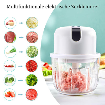 Zwiebel Zerkleinerer Elektrisch 350ml, USB Zwiebelschneider Elektrisch Klein Zwiebelhacker Knoblauch Zerkleinerer Küche Elektrischer Knoblauchschneider Onion Cutter für Fleisch,Zwiebeln,Knoblauch