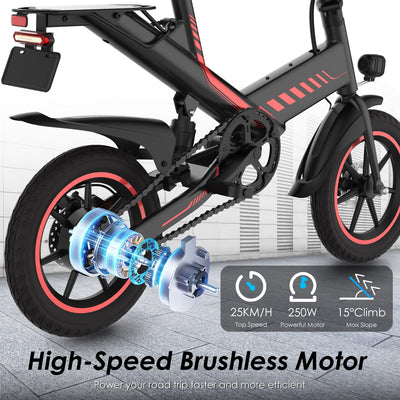 FOCIEL 14''/12'' E Bike, Elektrofahrräder mit 250W Motor, Ebike Klapprad mit Lithium-Batterie 36V, Maximale Geschwindigkeit bis zu 25km/h, Reichweite 30-45km, Ebike Uomo Donna