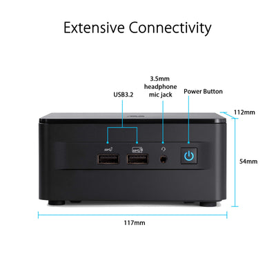 ASUS NUC 12 Pro Slim Kit RNUC12WSKI300002I (Intel Core i3 1220P Prozessor, Intel UHD Grafik, Intel WiFi 6E, ohne Betriebssystem, mit EU-Netzkabel)