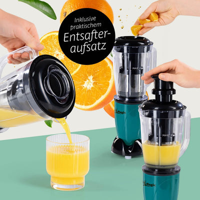 GOURMETmaxx Mr. Magic Mixer | Smoothie Maker mit XXL-Zubehörpaket | Standmixer 18-tlg. | Blender mit auslaufsicheren Frischhaltedeckeln | Food Processor für Shakes, Smoothies etc.