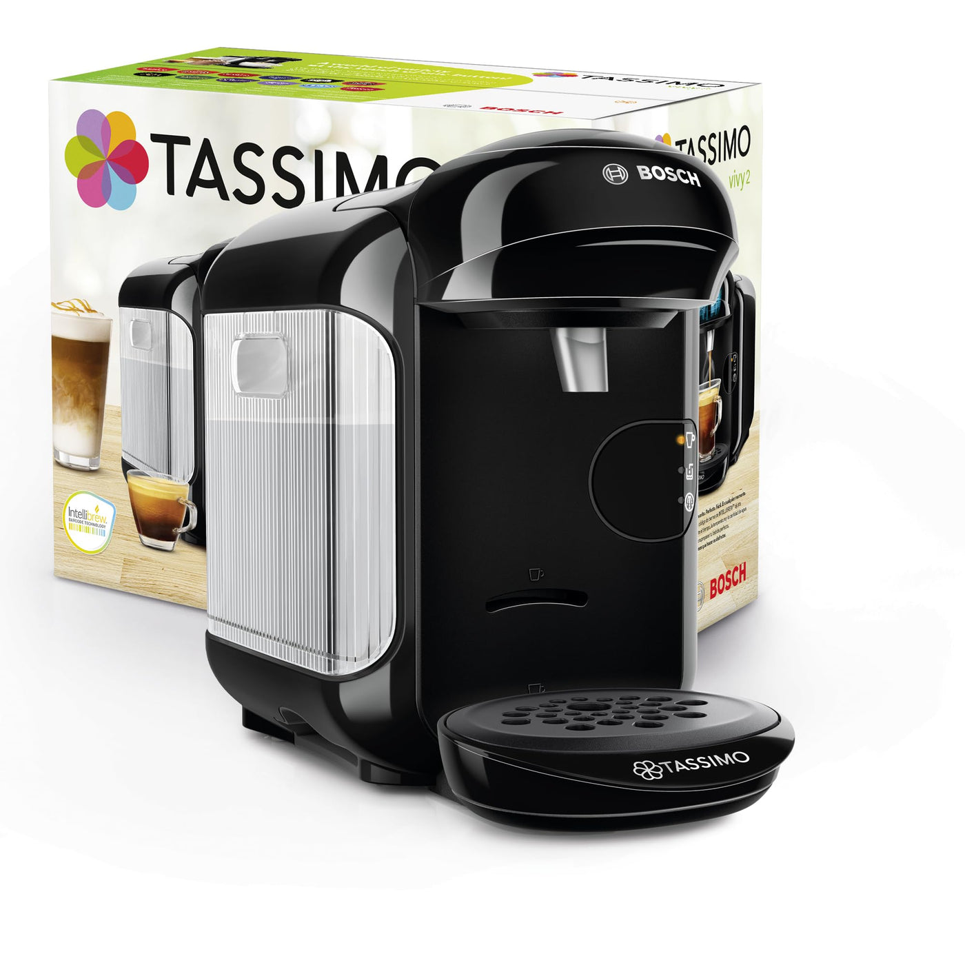 Tassimo Vivy2 Kapselmaschine TAS1402 Kaffeemaschine By Bosch, Ãœber 70 Getränke, Vollautomatisch, Geeignet Für Alle Tassen, Platzsparend, 1300 W, 1 Liters , Schwarz