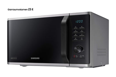 Samsung MS2AK3515AS/EG Mikrowelle, 800 W, 23 ℓ Garraum, 48,9 cm Breite, Kratzfester Keramik-Emaille-Inneraum, QuickDefrost Auftauprogramme, Silber