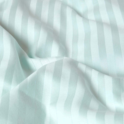 Homescapes 2-teiliges Damast-Bettwäsche-Set Aqua, ägyptische Baumwolle mit Satin-Streifen,1 Bettbezug 155x220 cm & 1 Kissenbezug 80x80 cm