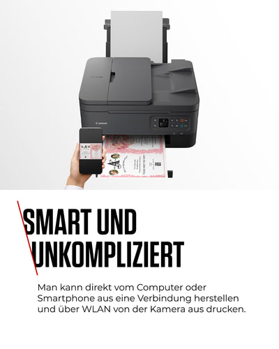 Canon PIXMA TS7450i Multifunktionsdrucker 3in1 (Tintenstrahl,Drucken, Kopieren, Scannen, A4, 35 Blatt ADF, OLED, WLAN, Duplexdruck, 2 Papierzuführungen, kompatibel mit Pixma Print Plan "Abo") Schwarz