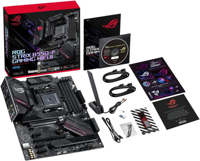 ASUS ROG Strix B550-F Gaming WI-FI II Mainboard Sockel AMD AM4 (AMD B550, ATX, PCIe 4.0, WiFi 6E, SATA 6Gbit/s, USB 3.2 Gen 2, Aura Sync, Two-Way AI Noise Cancelation)