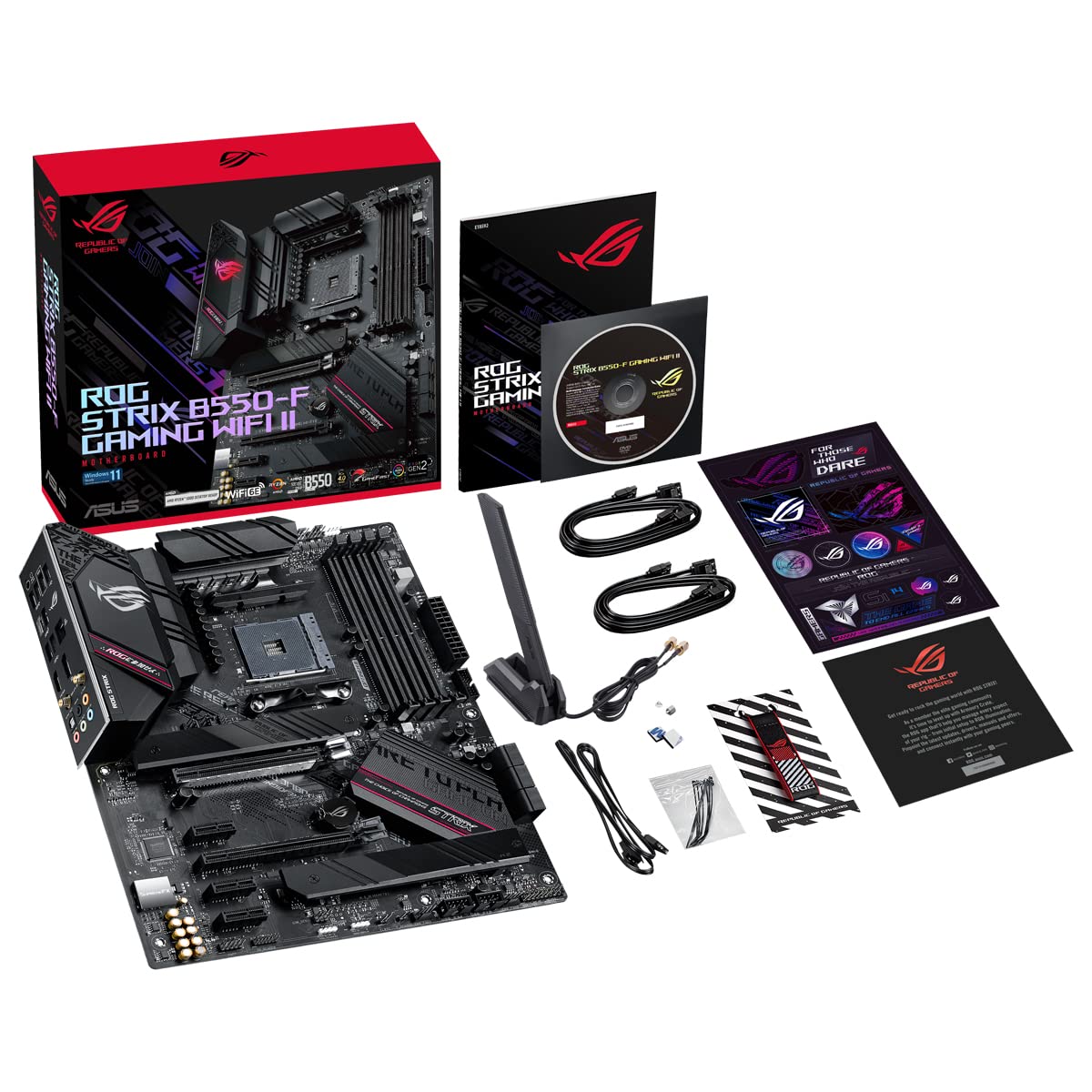 ASUS ROG Strix B550-F Gaming WI-FI II Mainboard Sockel AMD AM4 (AMD B550, ATX, PCIe 4.0, WiFi 6E, SATA 6Gbit/s, USB 3.2 Gen 2, Aura Sync, Two-Way AI Noise Cancelation)