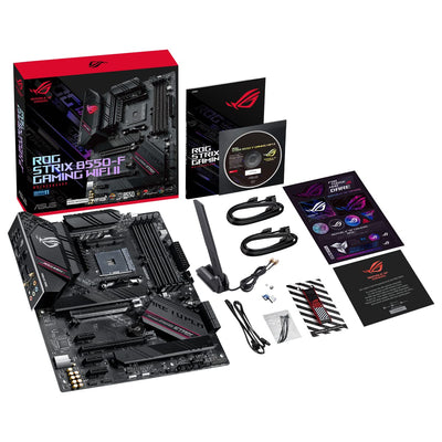 ASUS ROG Strix B550-F Gaming WI-FI II Mainboard Sockel AMD AM4 (AMD B550, ATX, PCIe 4.0, WiFi 6E, SATA 6Gbit/s, USB 3.2 Gen 2, Aura Sync, Two-Way AI Noise Cancelation)