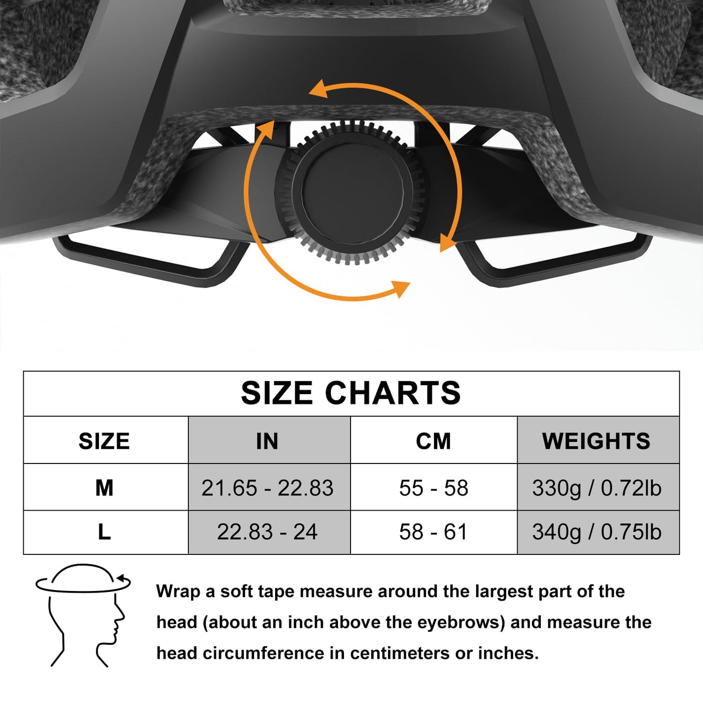 Fahrradhelm für Erwachsene mit wiederaufladbaren USB-LED-Front- und Rücklichtern, Mountainbike- und Rennradhelm für Männer und Frauen mit Verstellbarer Hutkrempe (Black, L)