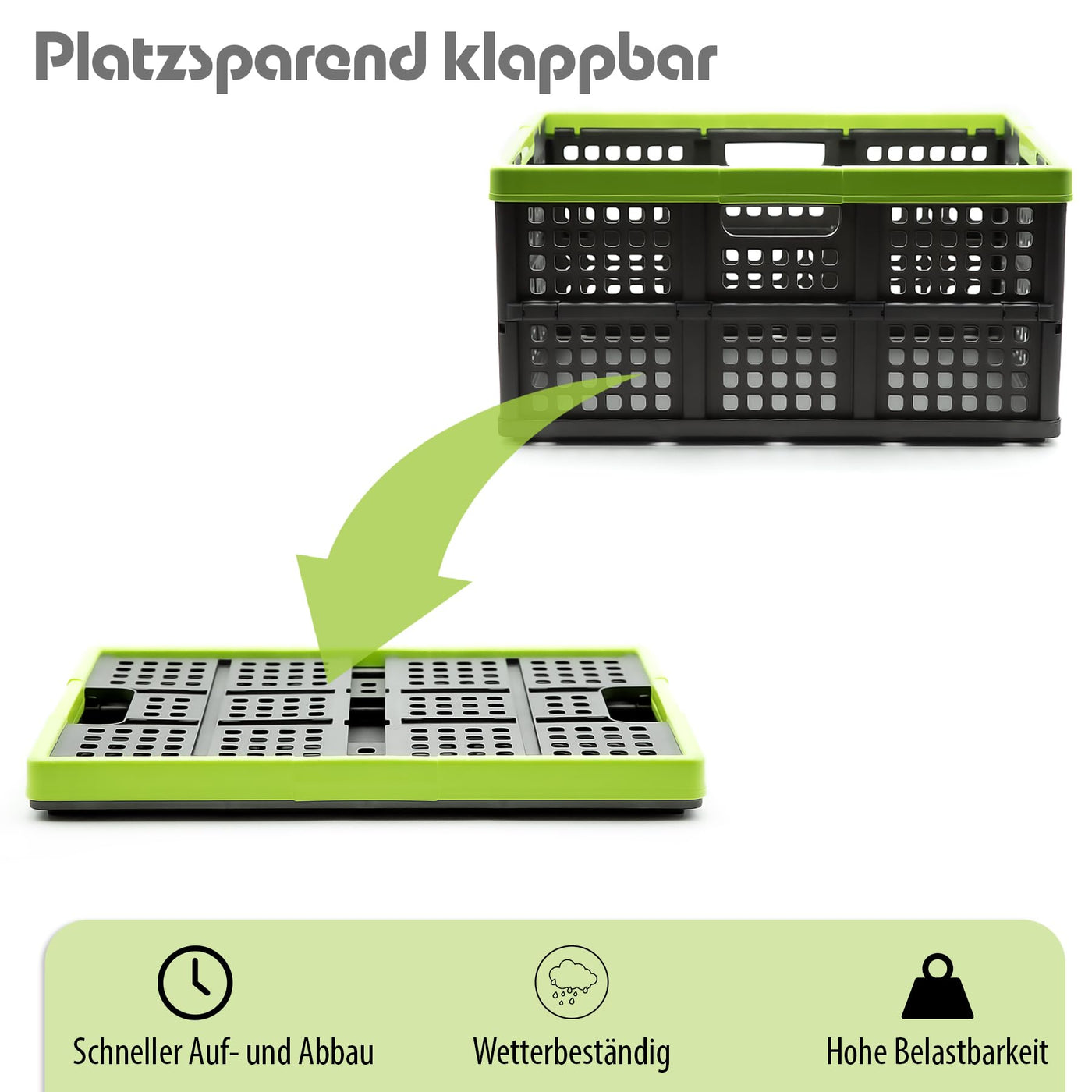 BigDean Klappbox faltbar & extrem stabil aus robustem Kunststoff in Anthrazit – Klappkorb ideal für Einkäufe und Transport – Einkaufskiste Made in Germany