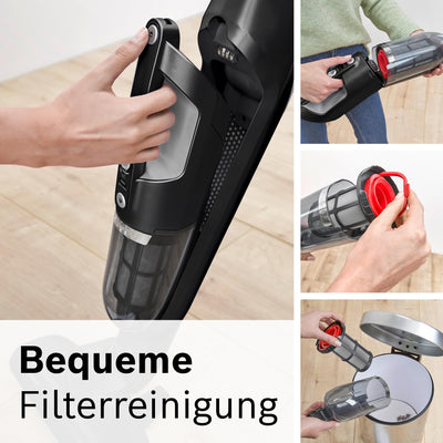 Bosch Akku-Staubsauger Flexxo 2in1 Serie 4 BBH32101, kabelloser Handstaubsauger, beutellos, hohe Saugleistung, Lange Laufzeit, Kurze Ladezeit, Fugendüse, alle Bodenarten, schwarz