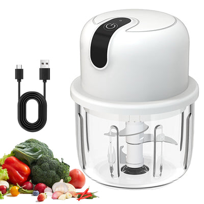 Zwiebel Zerkleinerer Elektrisch 350ml, USB Zwiebelschneider Elektrisch Klein Zwiebelhacker Knoblauch Zerkleinerer Küche Elektrischer Knoblauchschneider Onion Cutter für Fleisch,Zwiebeln,Knoblauch