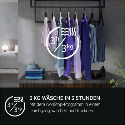 AEG Waschtrockner mit Wärmepumpe Serie 9000 SensiDry® / Testsieger der Stiftung Warentest / 9 kg Waschen / 6 kg Trocknen / C / Mengenautomatik / Nachlege- und Dampffunktion / 1600 U/min / L9WEF80690