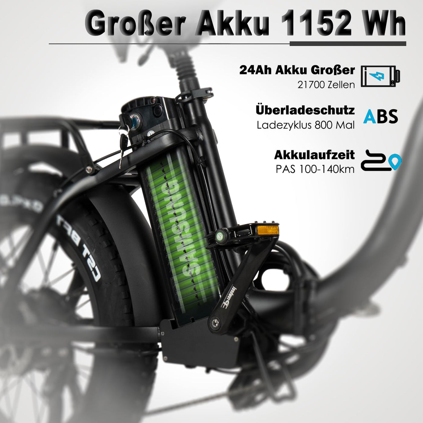 HANEVEAR Y20Plus E Bike Klappbar Elektrofahrrad mit 24Ah Li-Ion Akku, E Bike Herren 250W Motor Max.25km/h, 4.0'' E-Fatbike, Hydraulische Bremse, Pedelec EBike 20 Zoll für Herren Damen