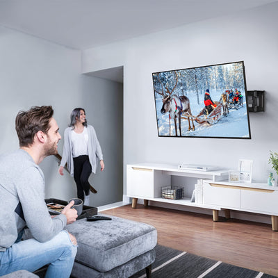 PERLESMITH TV Wandhalterung, Schwenkbare Neigbare TV Halterung für 26-65 Zoll Flach & Curved Fernseher oder Monitor bis zu 45kg, max.VESA 400x400mm