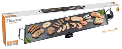 Bestron elektrische XXXL Plancha-/Teppanyaki-Grillplatte mit Antihaftbeschichtung, Grillspaß für bis zu 10 Personen, extra lange Grillfläche, 2.000 Watt, Farbe; Schwarz