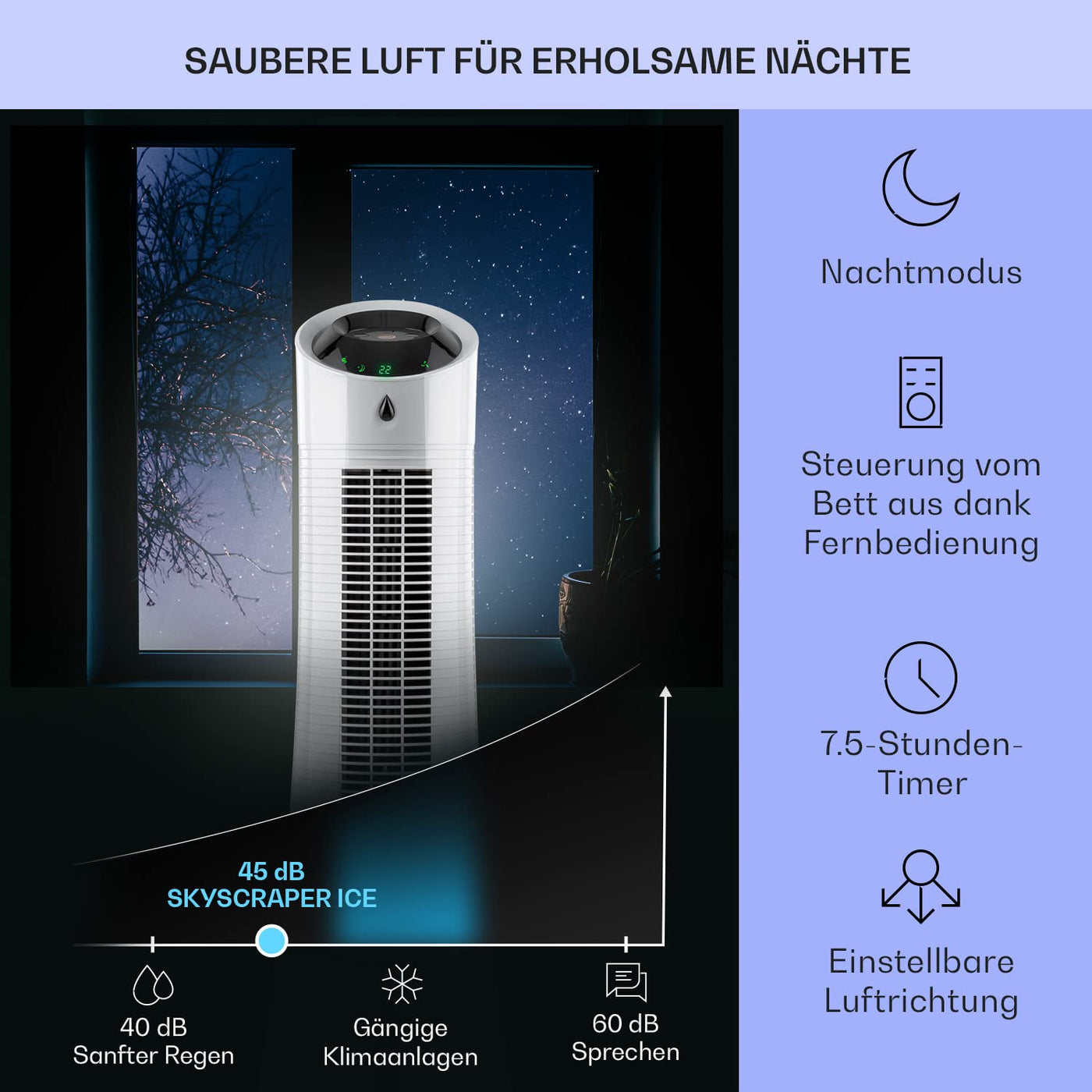 Klarstein Luftkühler mit Wasserkühlung, 5-in-1 Verdunstungskühler, Luftbefeuchter, Ventilator, Luftreiniger & Nachtmodus, Mobile Klimageräte Luftkühler 6L, 45 Watt Air Cooler, 180 m³/h Luftstrom