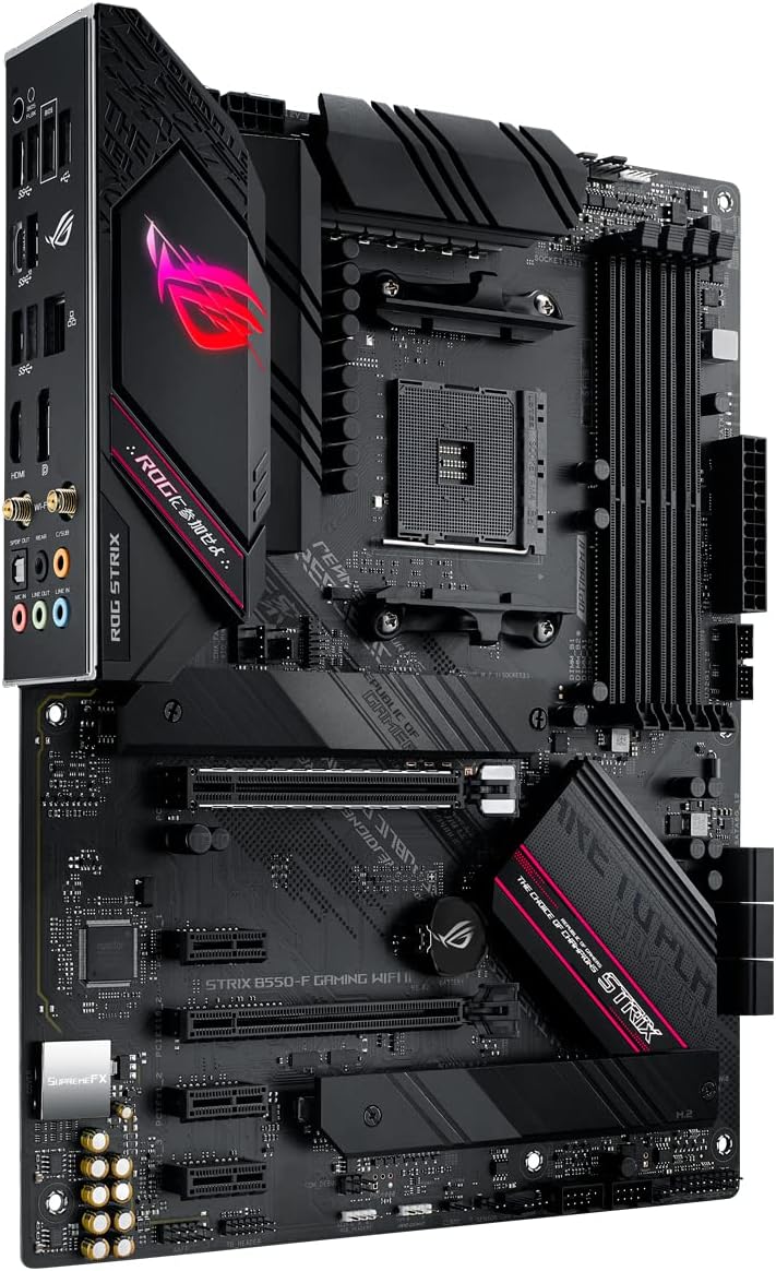 ASUS ROG Strix B550-F Gaming WI-FI II Mainboard Sockel AMD AM4 (AMD B550, ATX, PCIe 4.0, WiFi 6E, SATA 6Gbit/s, USB 3.2 Gen 2, Aura Sync, Two-Way AI Noise Cancelation)