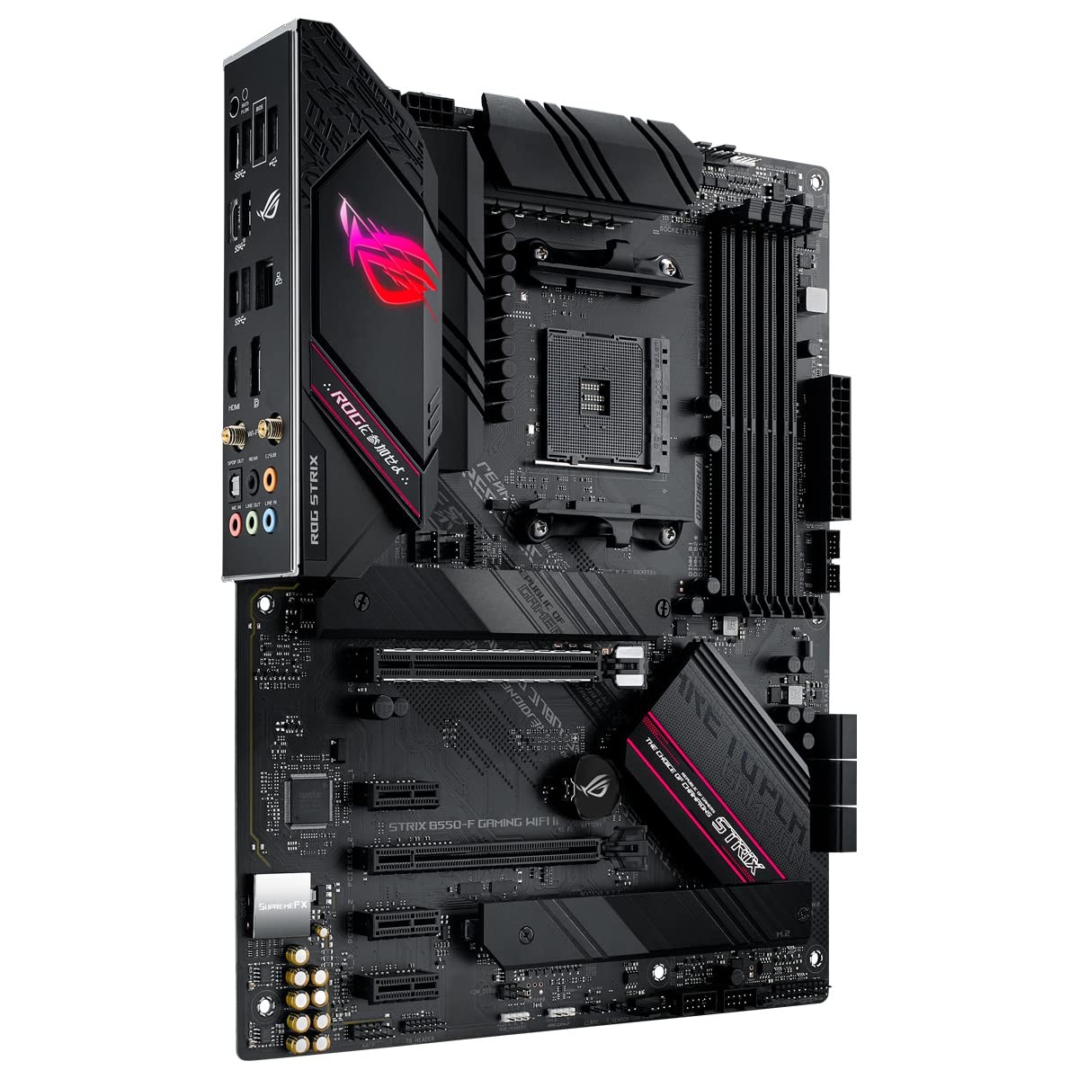 ASUS ROG Strix B550-F Gaming WI-FI II Mainboard Sockel AMD AM4 (AMD B550, ATX, PCIe 4.0, WiFi 6E, SATA 6Gbit/s, USB 3.2 Gen 2, Aura Sync, Two-Way AI Noise Cancelation)