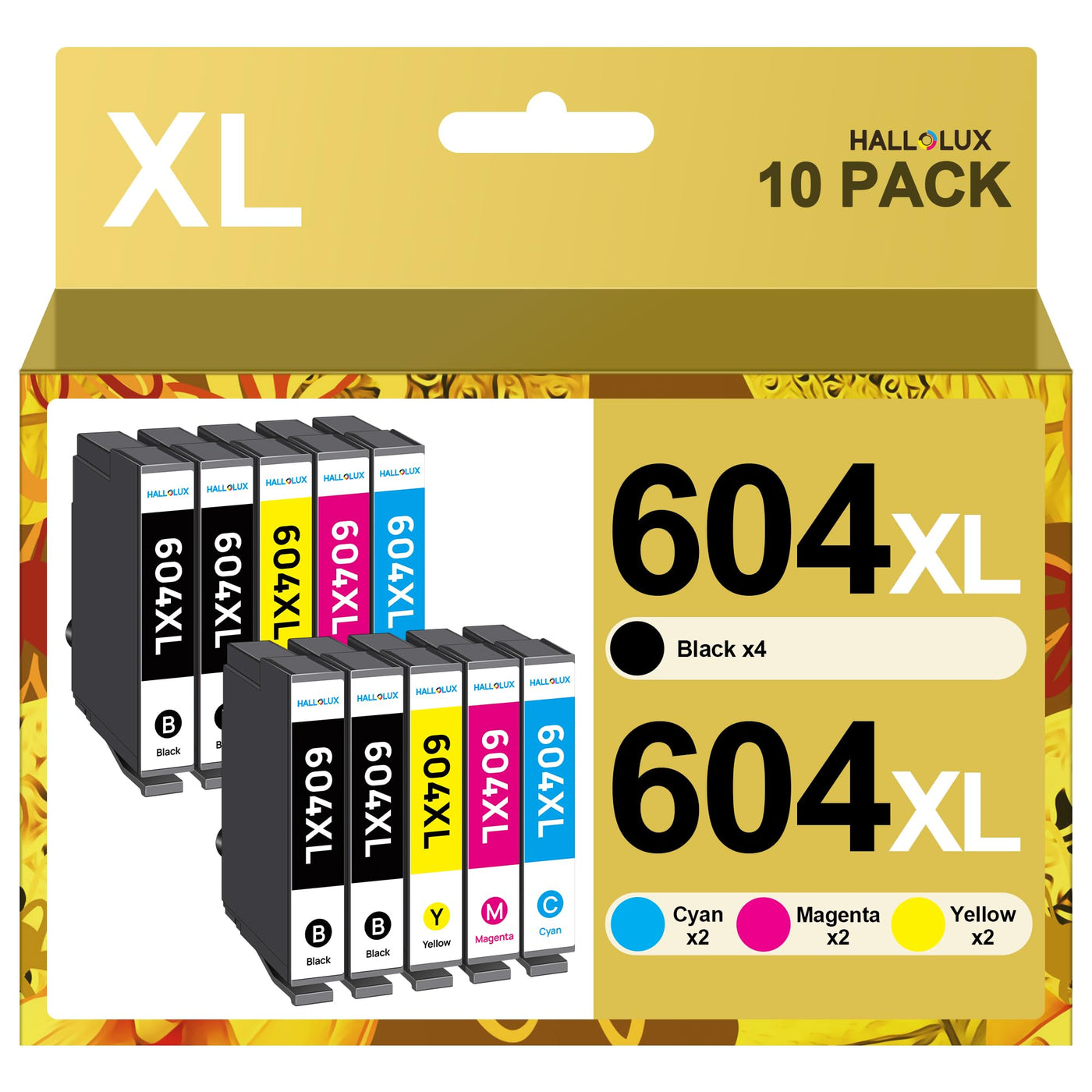 HALLOLUX 604 Druckerpatronen 604 XL Kompatibel für Epson 604 Patronen 604XL Multipack für Epson XP 2205 Patronen für Epson XP 3200 XP 4200 XP 3205 XP 4205 Workforce WF 2930 WF 2935 WF 2910 (10er-Pack)