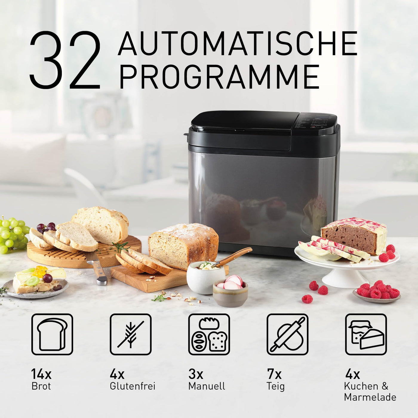 Panasonic SD-YR2540 Premium Grau Vollautomatischer Brotbackautomat, horizontales Design und Hefespender, 32 automatische Programme, zwei Temperatursensoren, 13-Stunden-Zeitvorwahl, Grau