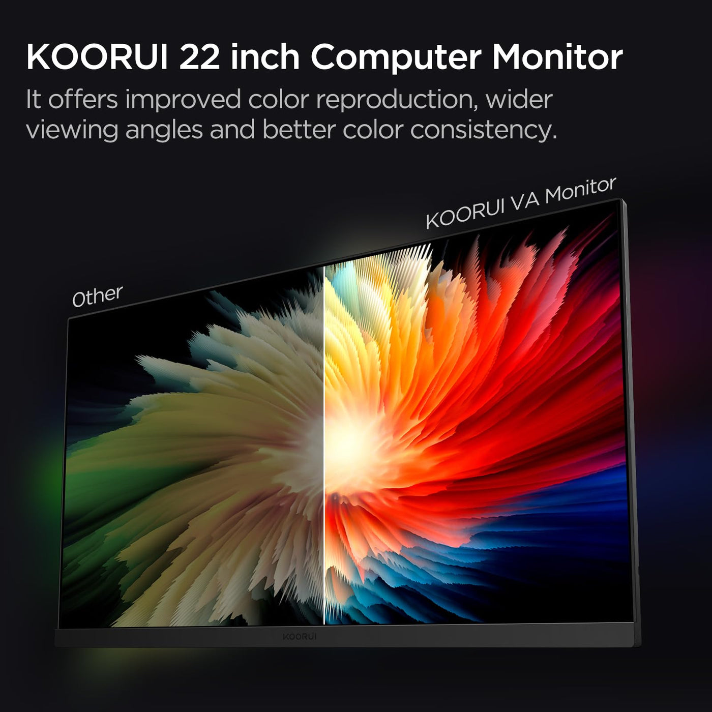 KOORUI 22 Zoll Business Computer Monitor, Desktop Gaming Monitor, FHD 1080p, 75hz, Eye Comfort, sRGB 99% Farbumfangs, (Ultradünne Blende, HDMI, VGA, Neigbar, VESA 75x75), PC Bildschirm