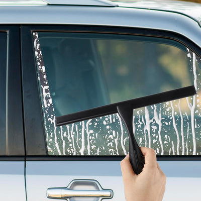 Duschabzieher Schwarz, 10 Zoll Abzieher Dusche Edelstahl Fensterabzieher für Glastür Dusche mit Halterung, Fensterwischer für Badezimmer Fenster Spiegel Autoglas