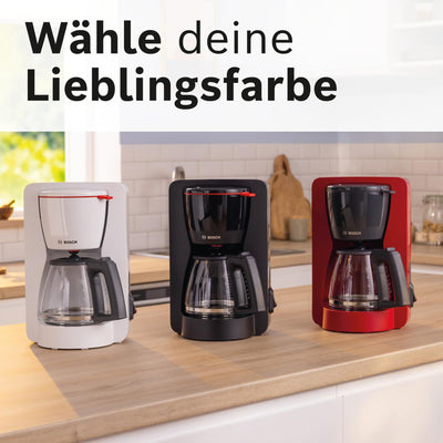 Bosch Filterkaffeemaschine MyMoment TKA2M113, Glaskanne 1,25 L, für 10-15 Tassen, 40min Warmhaltefunktion, Tropfstopp, schwenkbarer Filterträger, abnehmbarer Wassertank, 1200 Watt, Schwarz matt