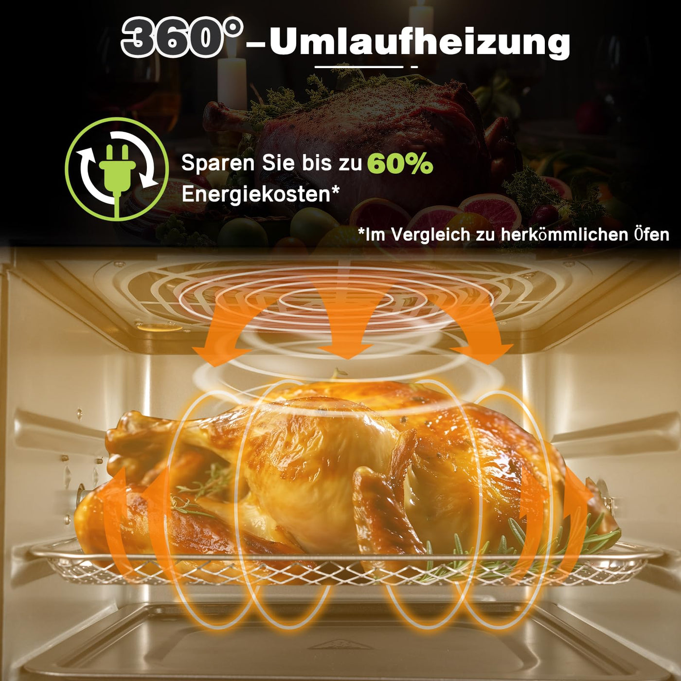 LLIVEKIT Heißluftfritteuse Heißluft-Backofen 12L, Mini-Backofen 1800W mit 6 Zubehör & Rezeptbuch, 12 in 1 Heissluftfritteuse mit digitalen LED-Display, Obst Dehydrator, Barbecue, Air Fryer ohne Öl