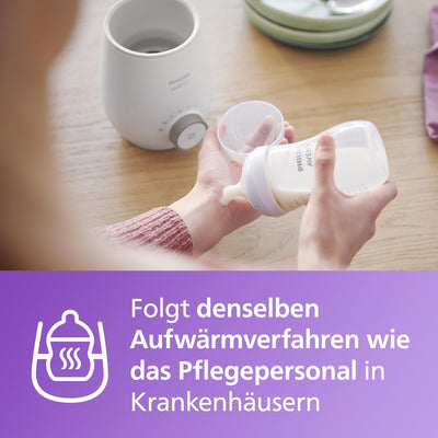 Philips Avent Schneller Premium-Fläschchenwärmer, mit intelligenter Temperaturregelung, Wasserbadtechnologie, automatischer Abschaltung, Modell SCF358/00