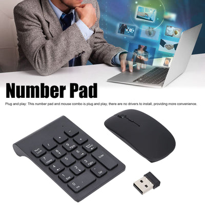 Ausla 2,4 GHz Wireless Number Pad Mouse Combo 1200 DPI Portable Home Office Use Leicht, Tragbar, mit Eigenem Empfänger