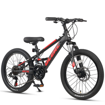 Glerc Skyline Kinder Mountainbike für Jungen Mädchen, 20 Zoll Fahrrad für 6 7 8 9 10 11 12 Jahre Jugendliche, 21 Gang Fahrrad mit Vorderradfederung & Scheibenbremsen & stabilem Rahmen, schwarz