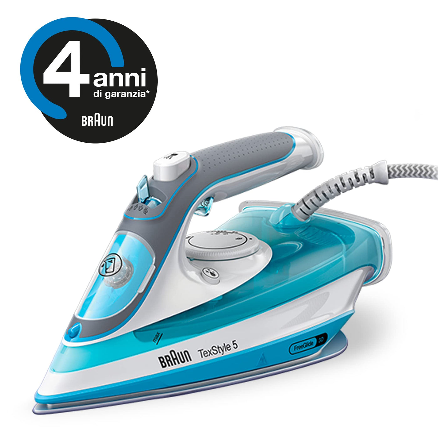 Braun TexStyle 5 Dampfbügeleisen SI 5006 BL – Bügeleisen mit Freeglide 3D Bügelsohle, Vertikaldampf, 2600 Watt, Dampfstoß 180 g/min, 300 ml Wassertank, Blau