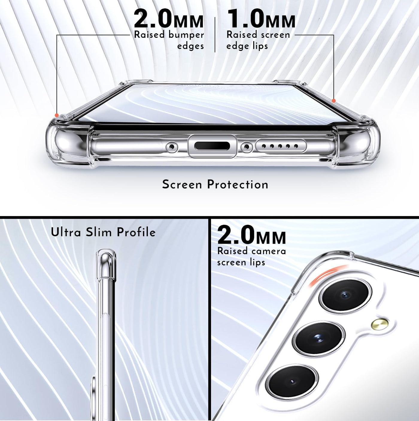 Silverback für Samsung Galaxy A55 5G Hülle, Handyhülle Samsung A55 mit 360° Ring Halter Schutzhülle TPU Cover Stoßfester Stoßfänger Weiche Dünn Samsung Galaxy A55 5G Case - Transparent