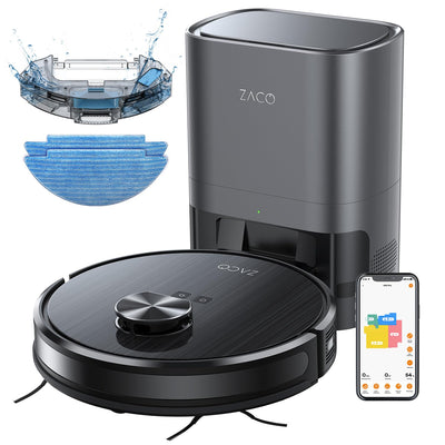 ZACO A10 Pro Saugroboter mit Wischfunktion, 2,5l Absaugstation bis 60 Tage, Lasernavigation, 3000Pa, 2in1 Saug und Wischroboter, ideal für Tierhaare, Teppicherkennung, leise, App & Alexa Steuerung