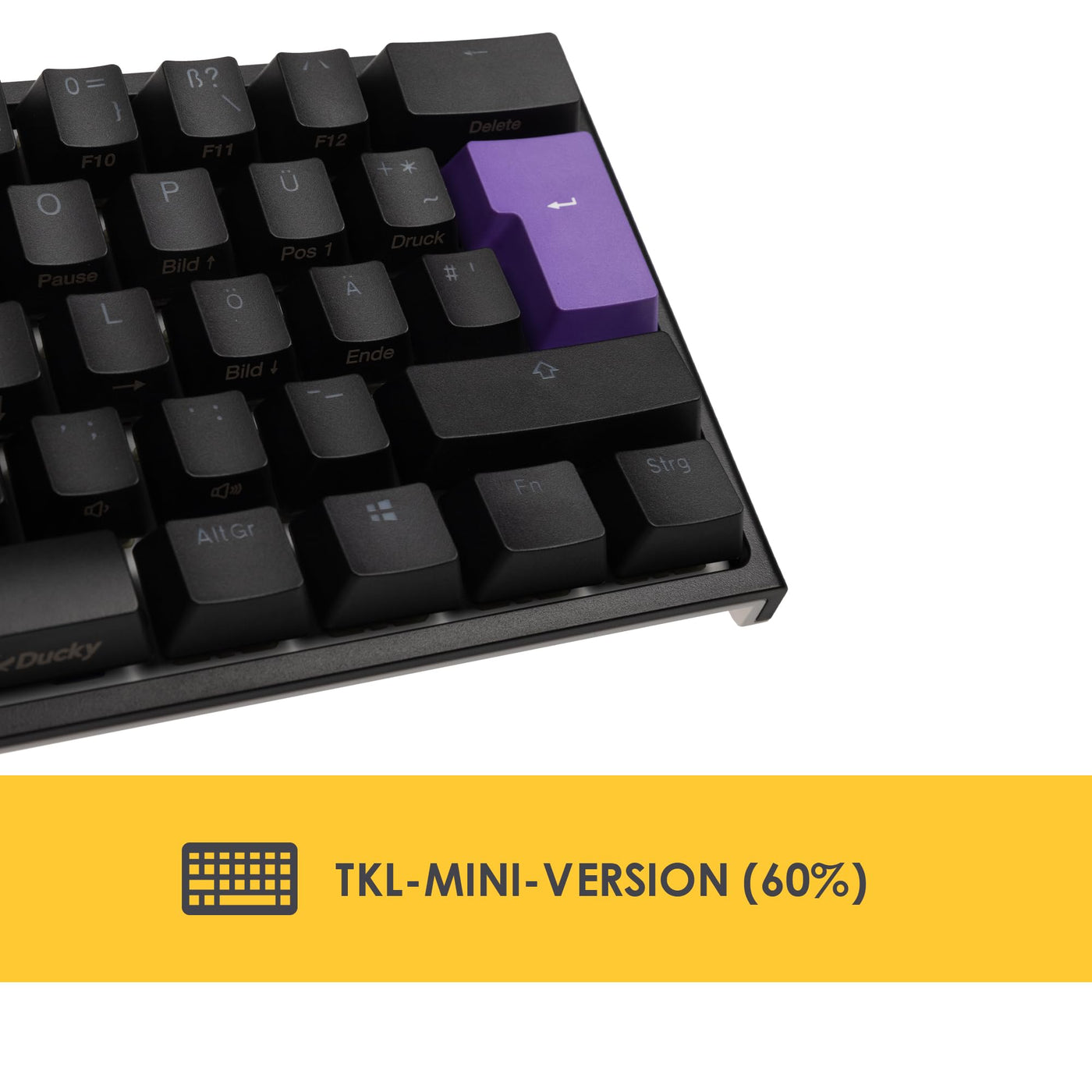 Ducky ONE 2 Mini Gaming Tastatur, RGB-LED Gaming Keyboard, Cherry MX-Brown, Mechanische Tastatur, TLK-Mini-Version 60% Key Layout, Mechanische Tastatur mit USB C Stecker, Abnehmbare Kabel, Schwarz