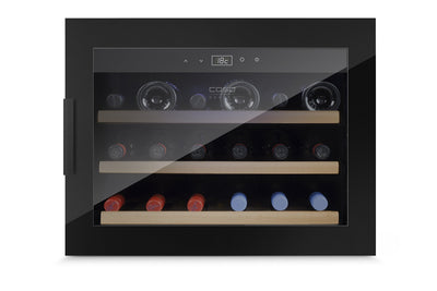 Caso WineSafe 18 EB Black Design Einbau-Weinkühlschrank mit Kompressionstechnik für bis zu 18 Flaschen (bis zu 310 mm Höhe), eine Temperaturzone 5-20°C, Getränkekühlschrank