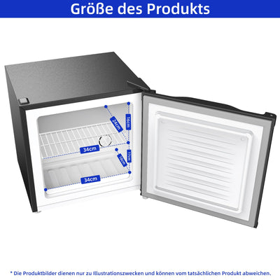 CHIQ Mini Gefrierschrank 31L, Mini Tiefkühltruhe bis zu -24°C, 4 Sterne Gefrierfunktion, 49,6 x 47,4 x 44,7 cm (HxBxT),Schwarz