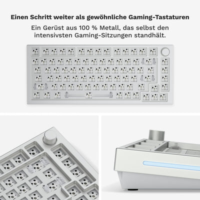 Glorious Pc Gaming Race GMMK Pro - 75% TKL Modular Gaming Keyboard Mechanical mit RGB Beleuchtung - Vollständige Anpassung auf Dichtungen montiert - Barebones (ISO-Layout, Weiß)