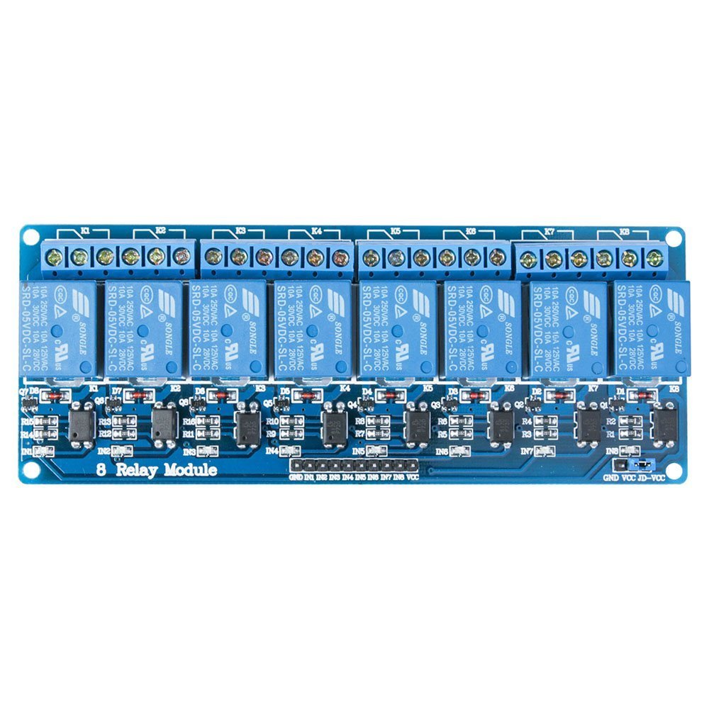 ELEGOO 8 Kanal DC 5V Relaismodul mit Optokoppler für Arduino UNO R3 1280 DSP ARM PIC AVR STM32, Blau