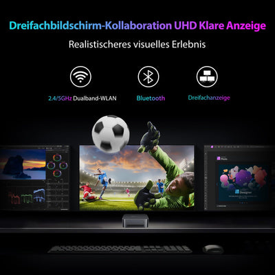 Blackview Mini PC MP80 16GB LPDDR5 RAM 512GB M.2 SSD, Intel 12. Gen N95(bis zu 3,4GHz) Mini Computer, 4K UHD Mini Desktop PC Windows 11 Pro, DREI HDMI, Gigabit Ethernet, 5G WiFi, für Business/Heimkino