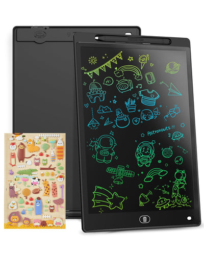 Genialba LCD Schreibtafel 12 Zoll, Buntes LCD Schreibtablett, Kindergeschenk, LCD Writing Tablet Elektronischer Tablette, Grafiktablett für Kinderspiele 2 3 4 5 6 7 Jahre alte Mädchen (Schwarz)