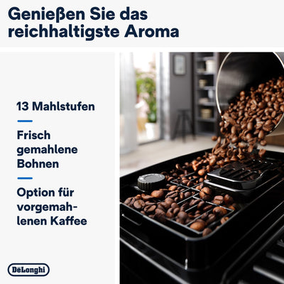 De'Longhi Magnifica Start ECAM222.60.BG, Kaffeevollautomat mit LatteCrema-Milchsystem für Automatischen Cappuccino, 4-Direktwahl-Tasten, Soft-Touch-Bedienfeld, "x2"-Funktion, 1450W, Schwarz/Grau