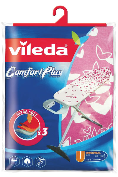 Vileda Comfort Plus Bügeltuch, 3-lagig, aus Baumwolle, Molton, saugfähig