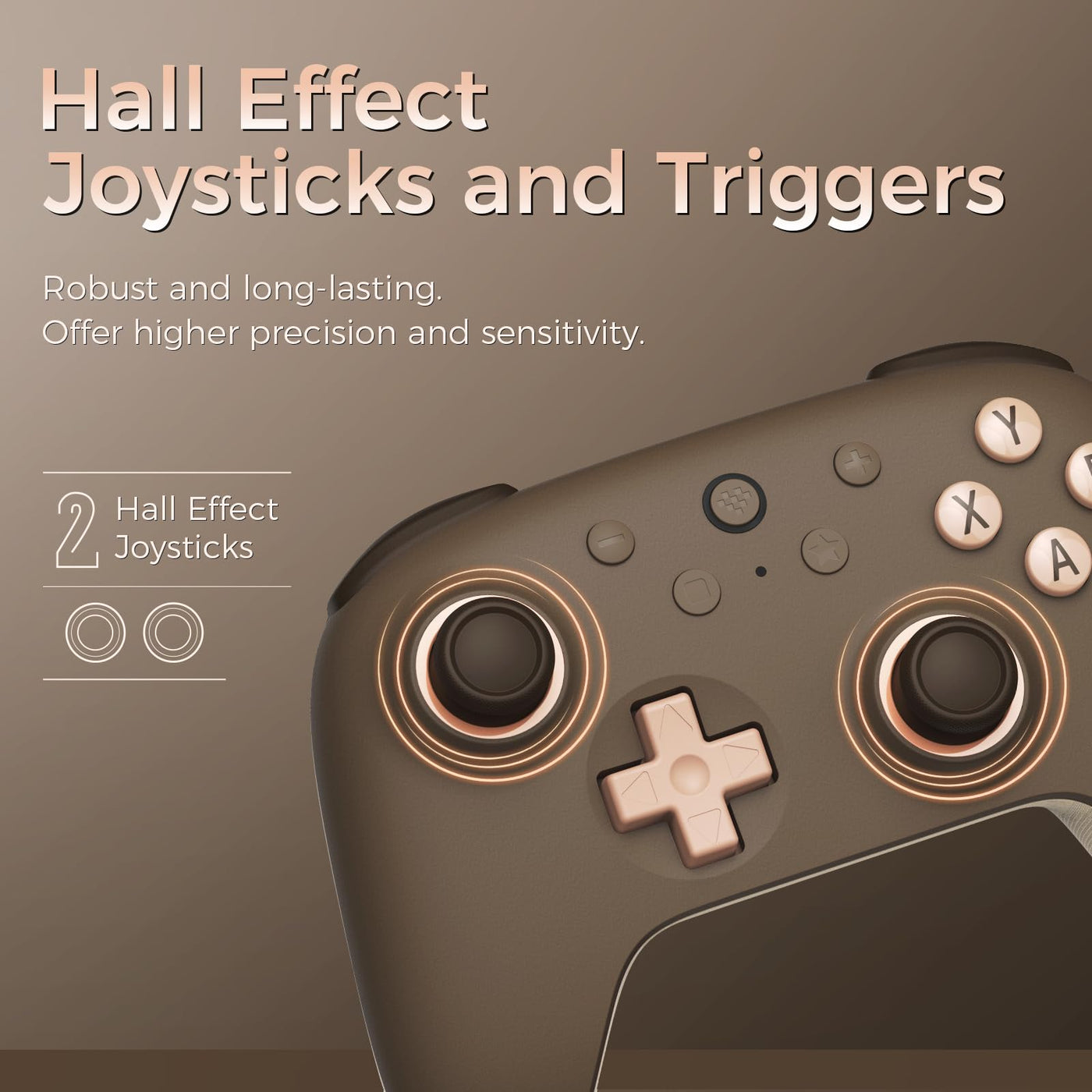 AKNES 8Bitdo Ultimate 2C 2.4G Wireless Controller für Windows PC und Android, mit Hall Effekt Joysticks und Hall Trigger, 1000Hz Polling Rate, und Remappable L4/R4 Bumpers (Brownie)