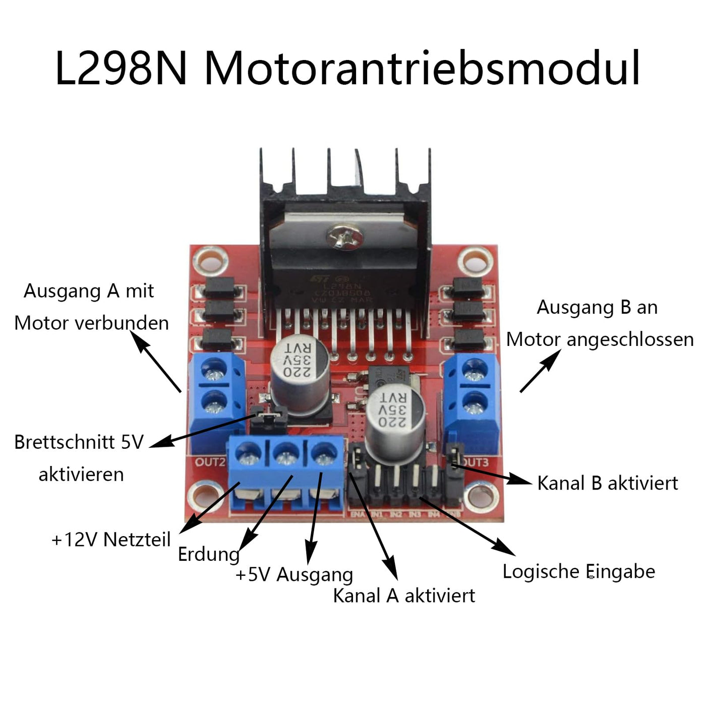 4 pcs L298N Motor Drive Controller Board Modul Dual H Brücke DC Schrittmodul für Arduino