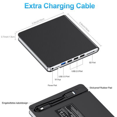 Externes CD DVD Laufwerk USB 3.0 & Type-C DVD Laufwerk Extern mit 4 USB & SD/TF, DVD RW Brenner Externes CD Laufwerk für Laptop, PC, Desktop, MacBook, iMac, Windows 11/10/8/7/XP/Linux/Vista/MacOS
